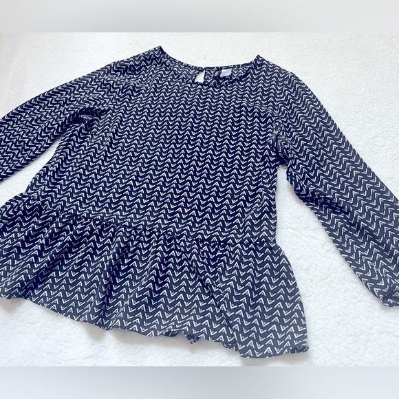 Peplum Navy and White Blouse with Aztec Inspired Print - Picture 4 of 6